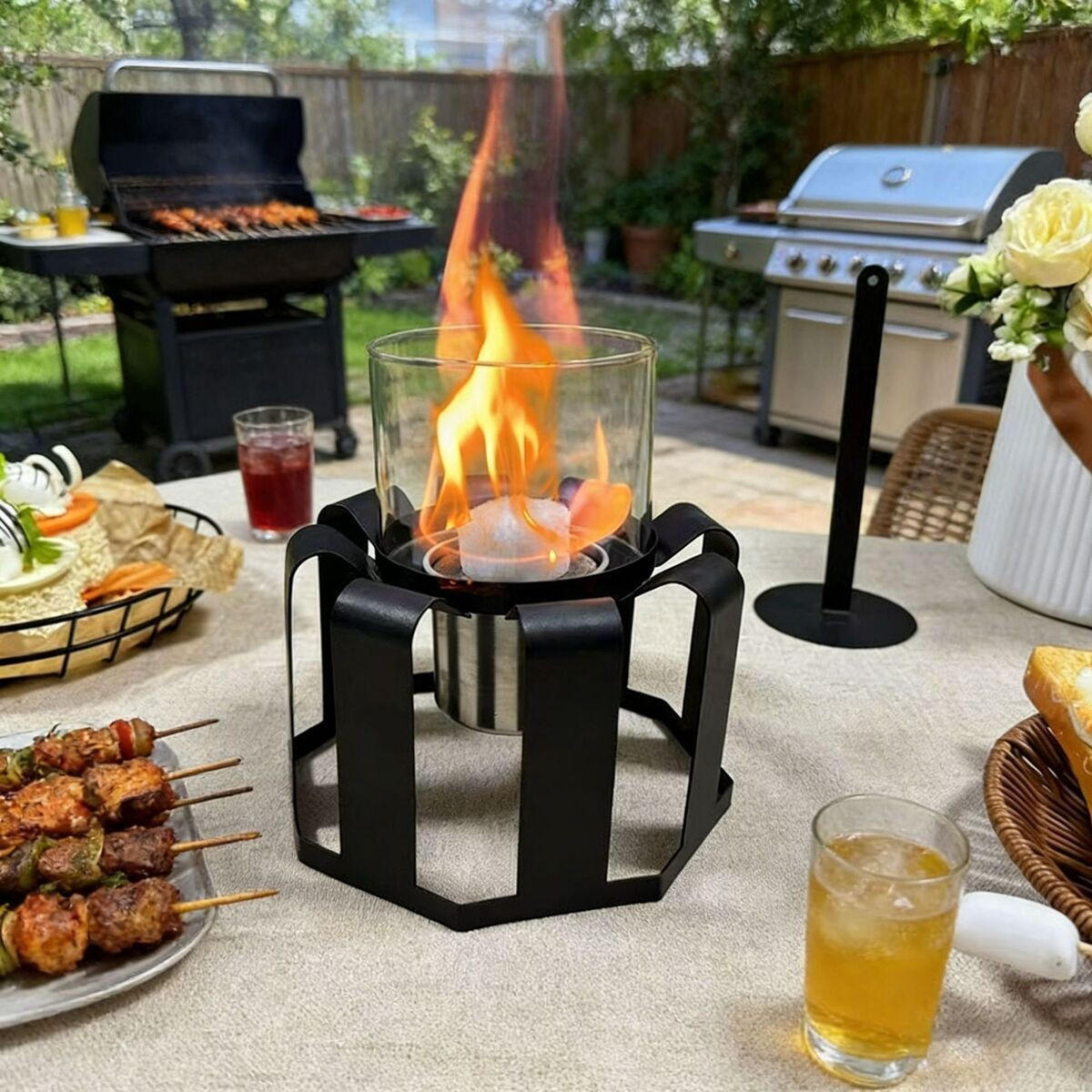 BIOETHANOL-KAMIN Weiß 16/16/17.5 cm - Schwarz, Metall (16/17.5/16cm) - Authentics