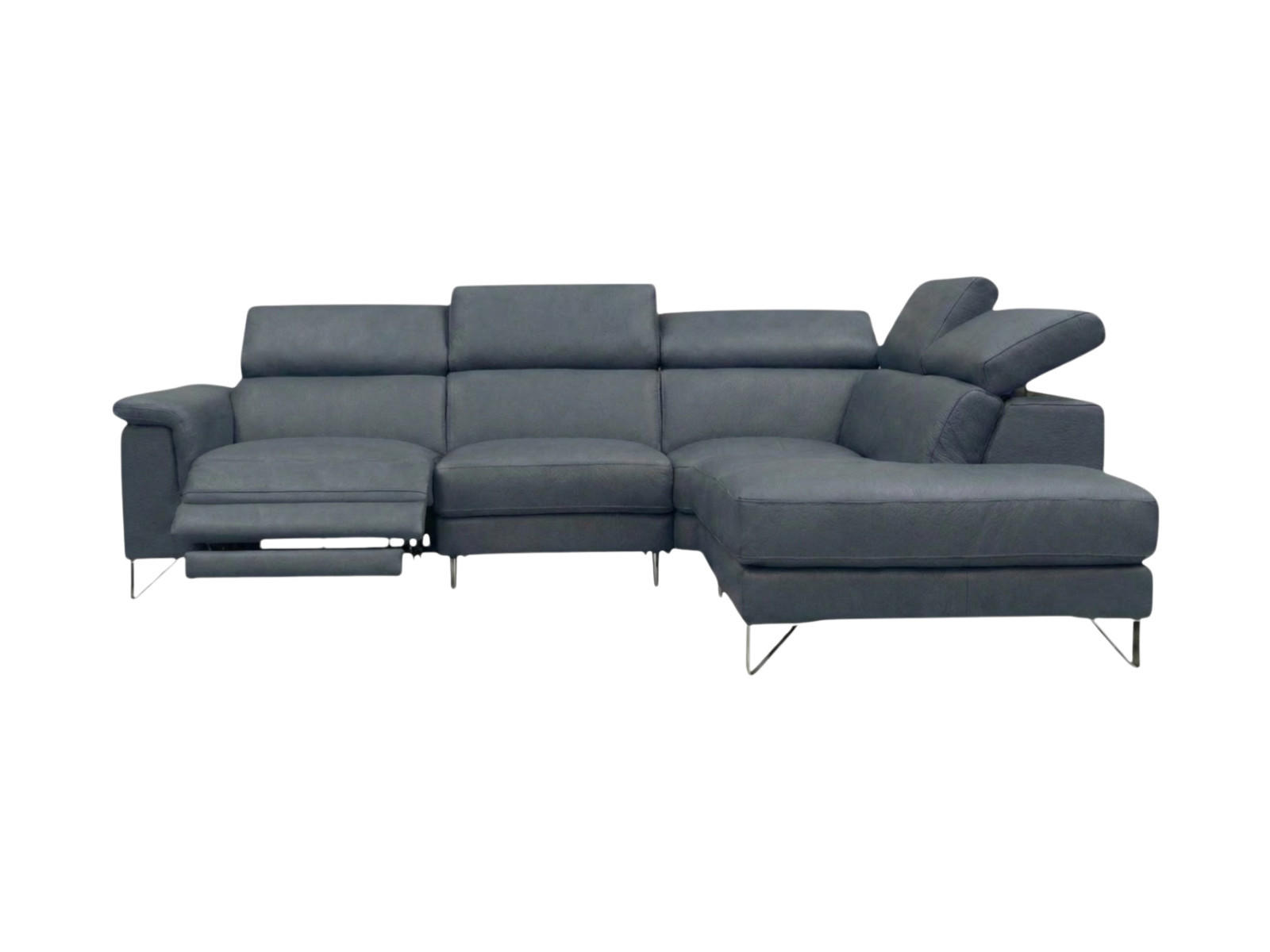 ECKSOFA Antares Echtleder mit 1 x Relaxfunktion Anthrazit - Anthrazit, Leder/Metall (276/224cm)