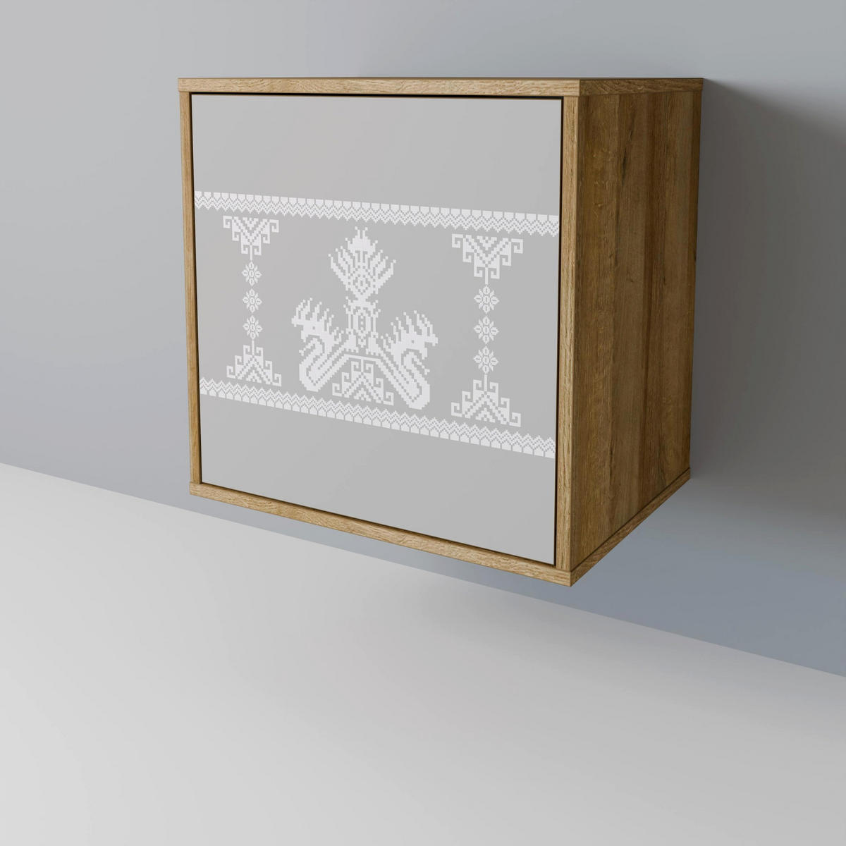 SIDEBOARD THAI GRAY, Eichefarben, 57,5x42x75,5 cm, Goldfarbene Metallfüße - Eichefarben/Goldfarben, Holzwerkstoff/Metall (57.5/75.5/42cm) - SpaceRebels