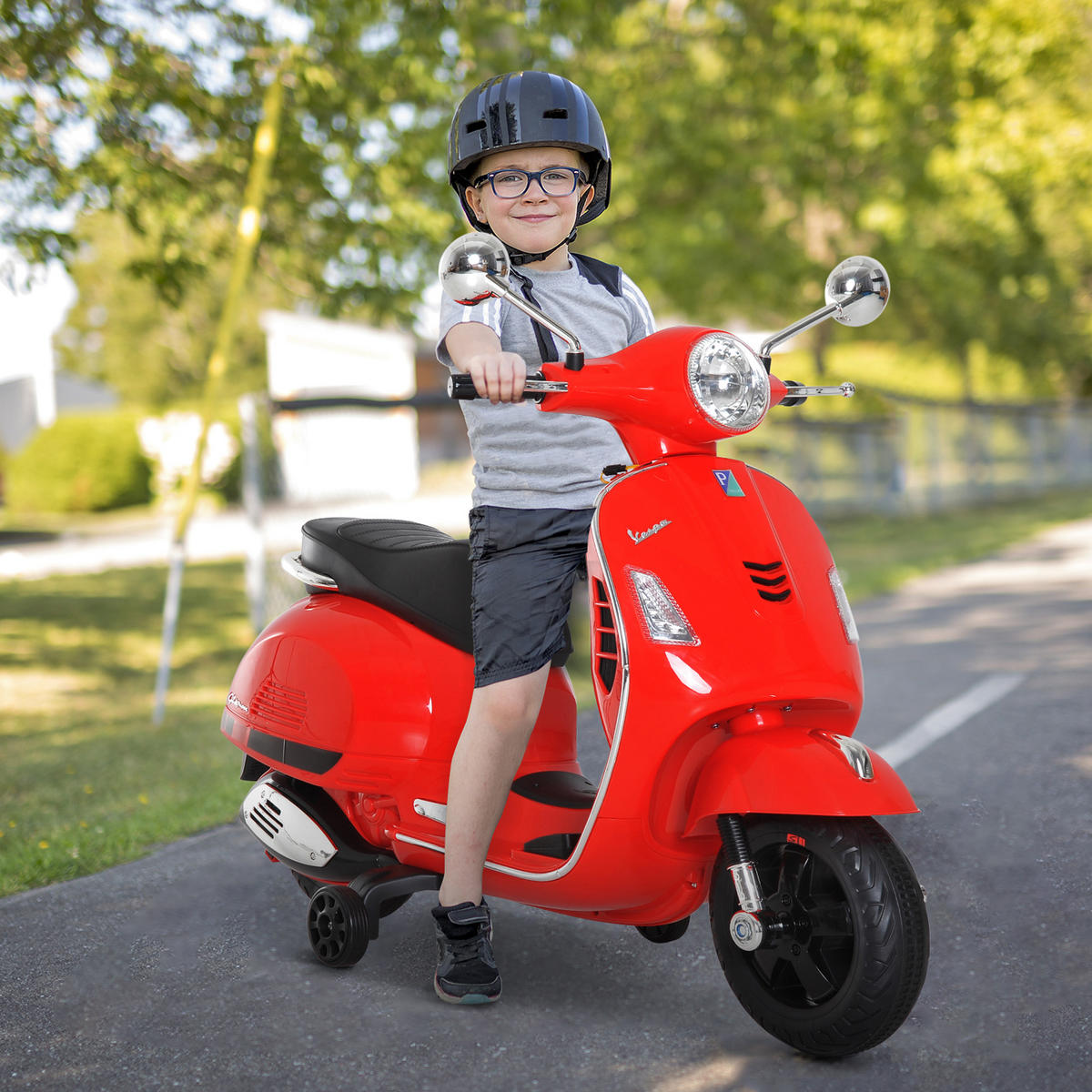 ELEKTRO-KINDERAUTO DE-12989 Stützräder Rot - Rot, Kunststoff (102/50.5/75.5cm) - ComfortXL