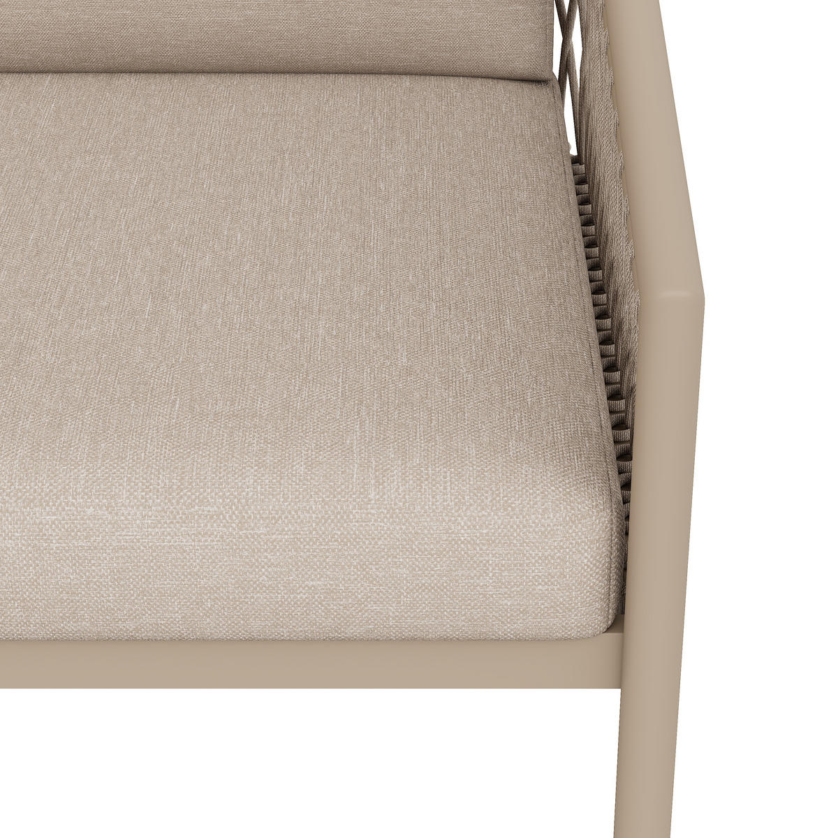 LOUNGESET Modern Khaki Handgewebtes Seil - Hellbraun, Metall - FLIEKS