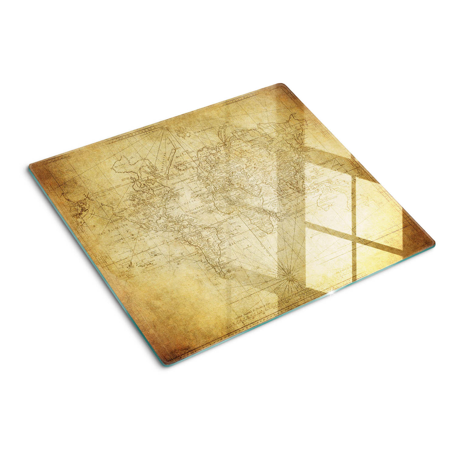 GLASPLATTE 60x52 cm Alte Weltkarte - Beige, Glas (60/0.4/52cm) - TULUP