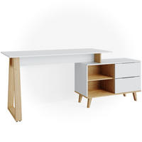 SCHREIBTISCH Nautica Weiß 138 x 60 cm mit Schubladen XL - Eichefarben/Weiß, Holzwerkstoff (60/138/77cm) - Vicco