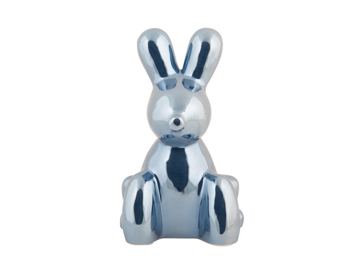 SKULPTUR Balloon Bunny 10/9/15 cm - Blau, Keramik (9/15/10cm) - Present Time