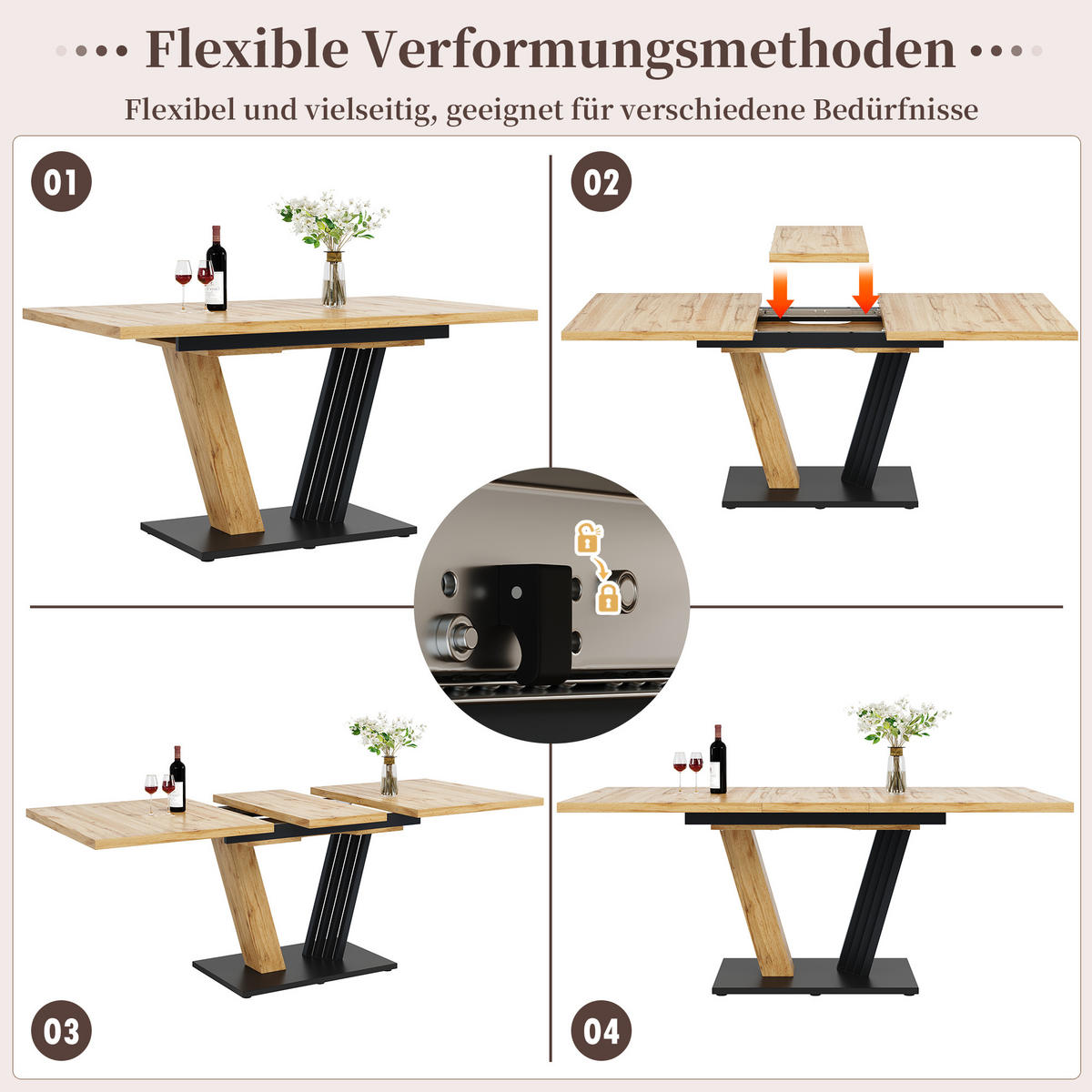 AUSZIEHTISCH Holzoptik 120-160/80/76 cm - Naturfarben, Holz (80/120/76cm) - PANGIVO