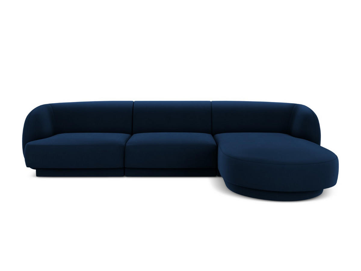 ECKSOFA rechts Miley aus Samt königsblau 4 Sitzplätze - Blau, Textil (156/255cm) - Micadoni