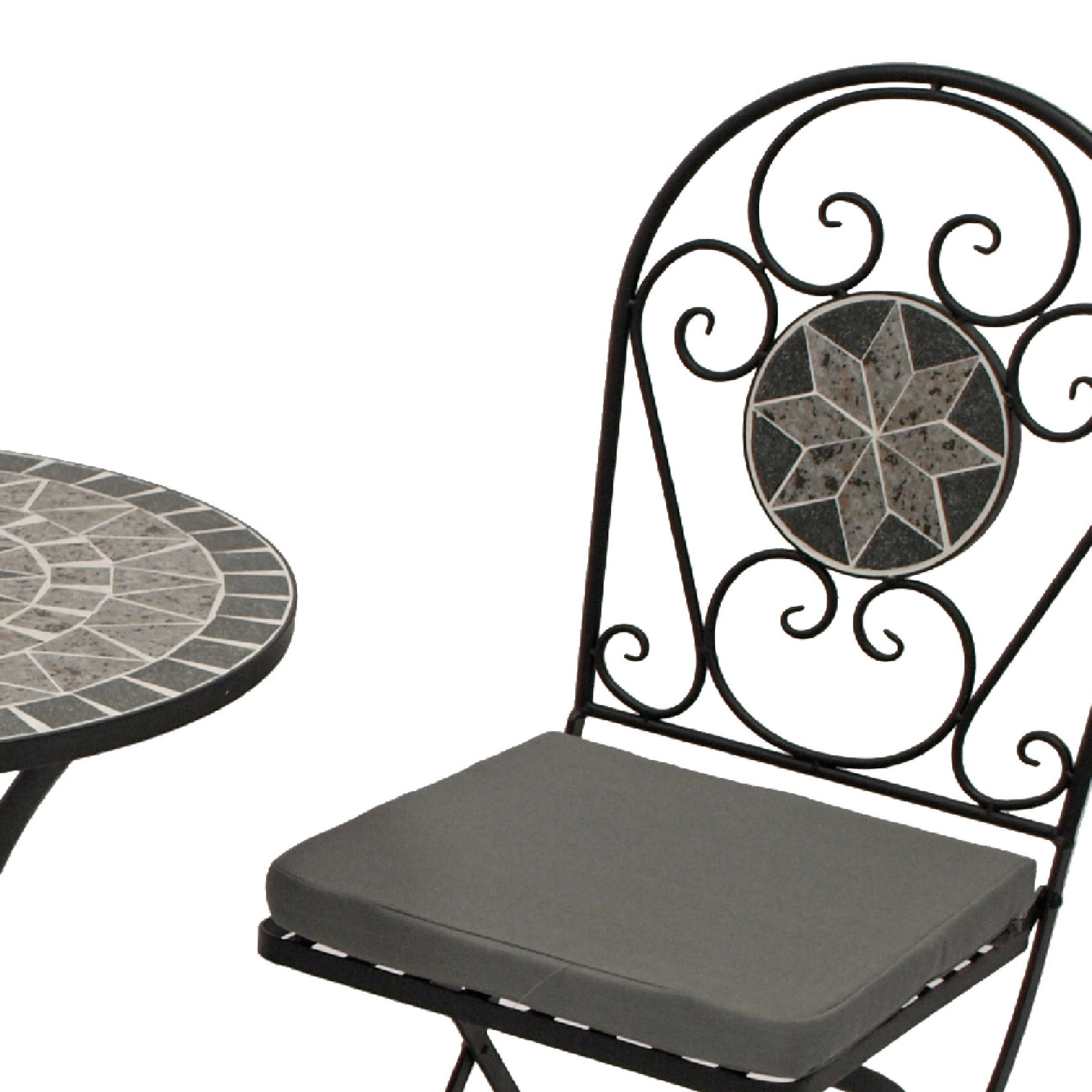 BISTROSET Derby - Balkonset 3-teilig aus schwarz pulverbeschichtetem Eisen - Grau, Metall - TPFGarden