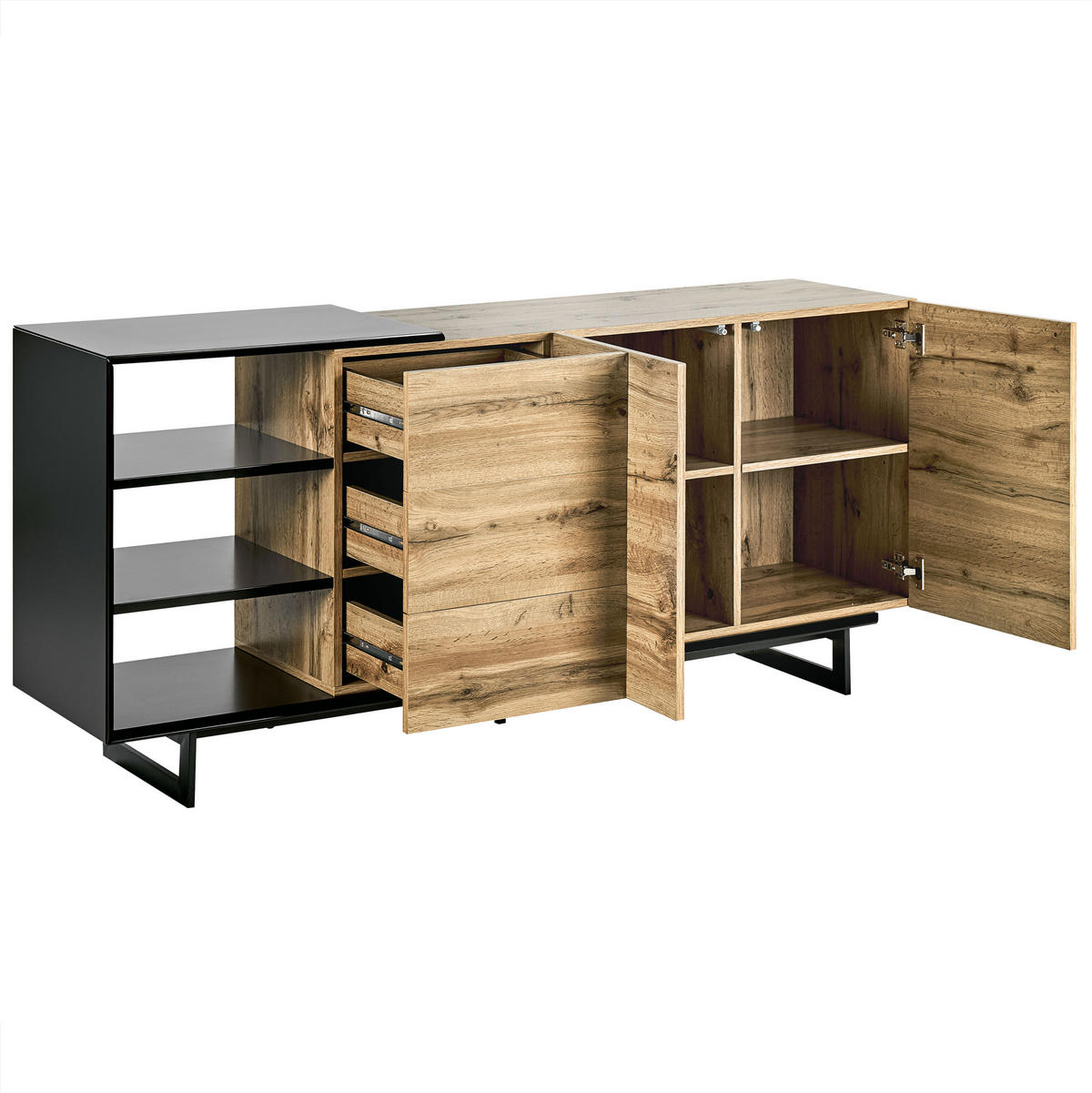 SIDEBOARD se 2 dveřmi Hnědý/Černý Fiora - hnědá, kompozitní dřevo (160/75/40cm) - Beliani