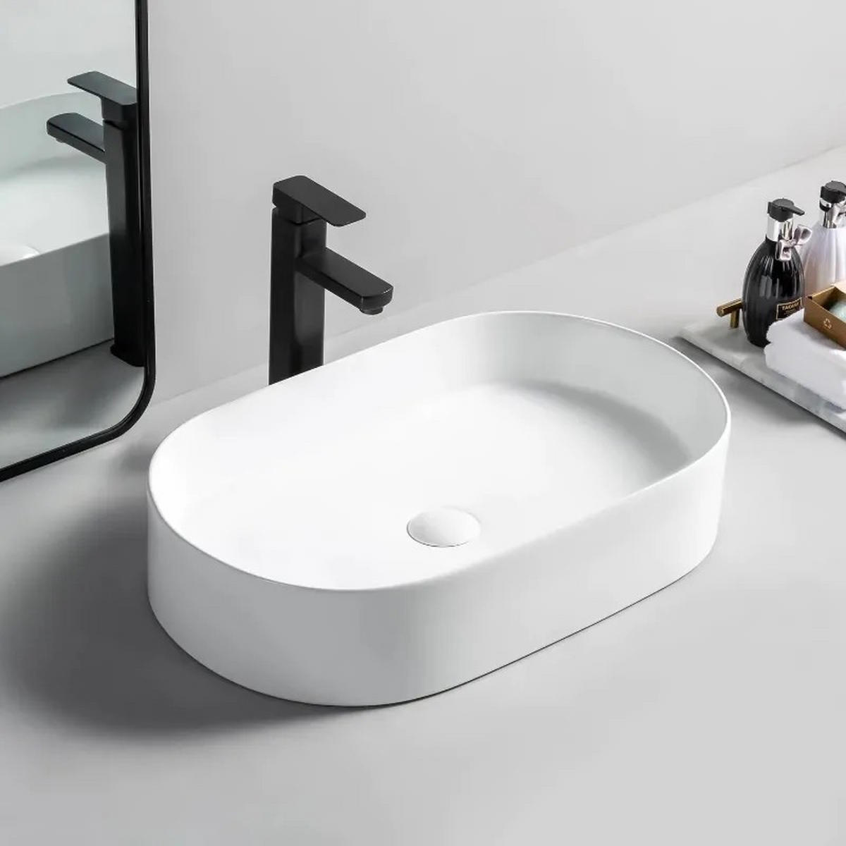 AUFSATZWASCHBECKEN Rea Nadia 60 - Weiß, Keramik (38.5/12/61cm) - REA
