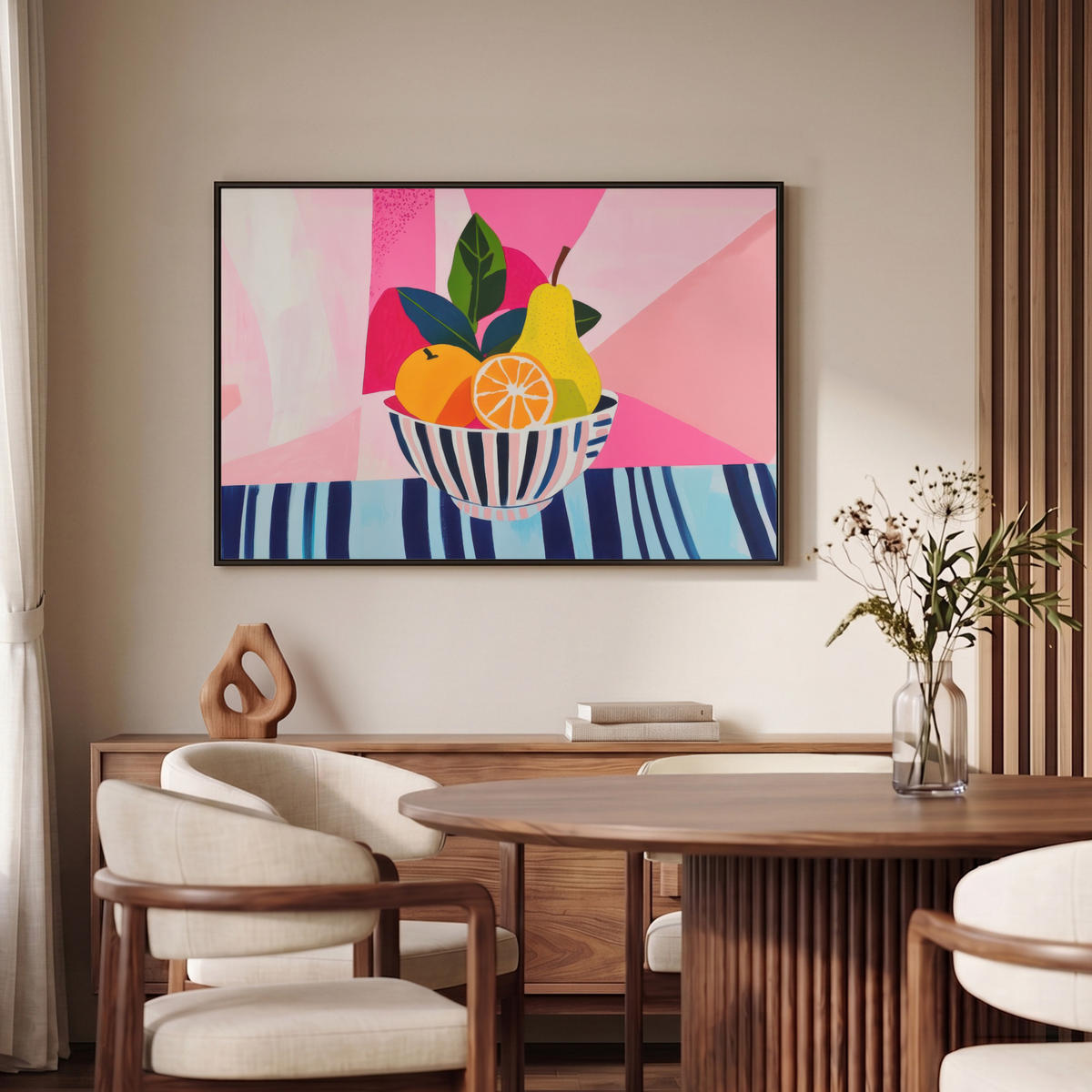 LEINWAND Bilder mit Rahmen - Obst - Abstrakter Hintergrund - Rosa - 90x60 - Pink, Textil (90/60cm) - OnlyWow