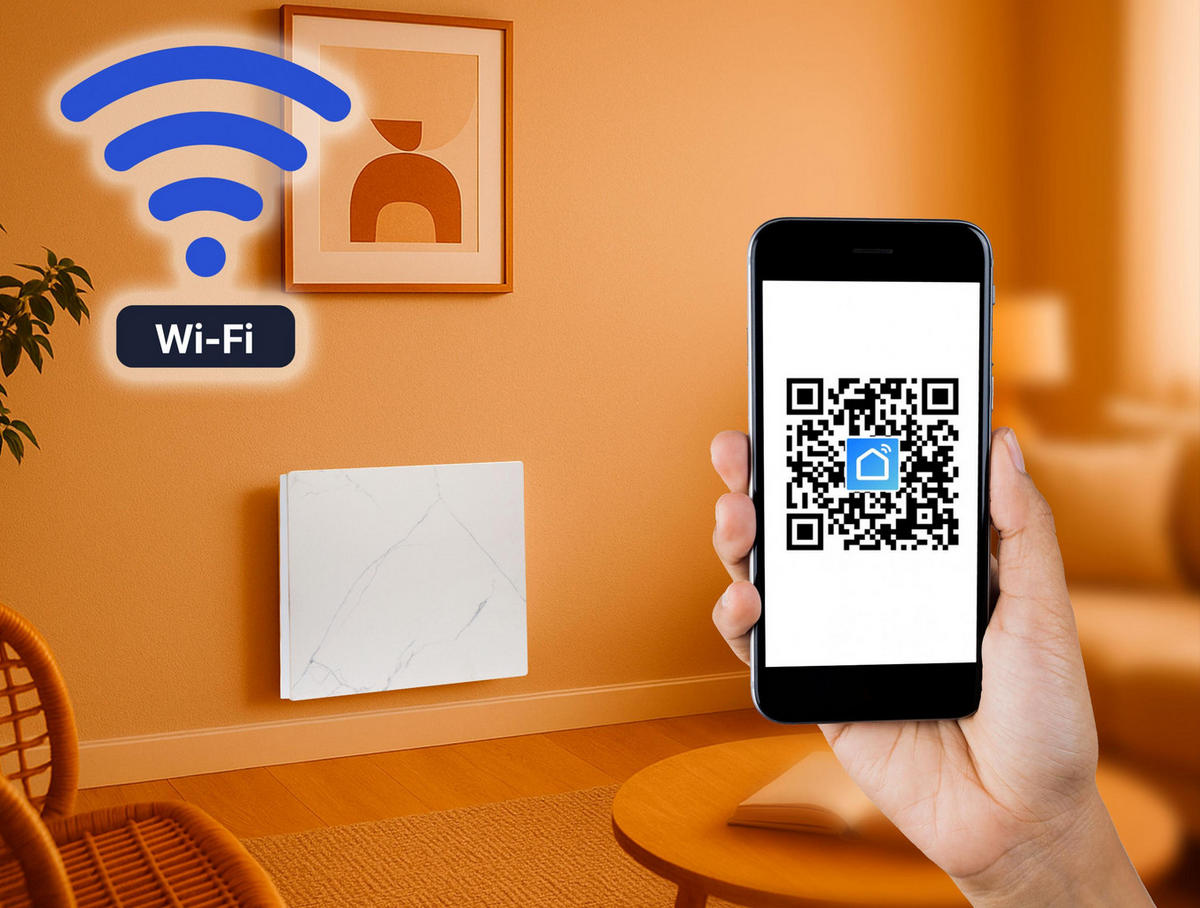 HEIZKÖRPERPANEEL Weiß mit Marmoreffekt und WiFi-App-Steuerung 1000 W - Weiß, Keramik (120/60/7cm) - Purline