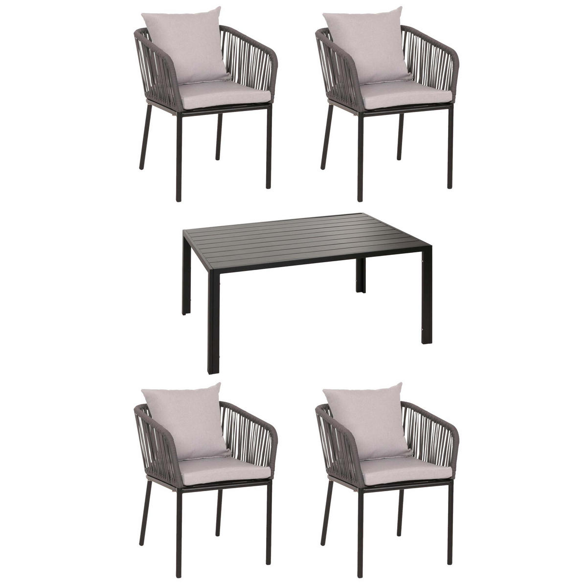 GARTENGARNITUR Anthrazit, Grau 5-teilig-Set - Anthrazit/Grau, Metall - MCW