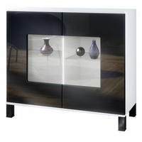 KOMMODE Grömitz Schwarz Hochglanz - Schwarz Hochglanz, Holzwerkstoff (92.5/84.5/35cm) - Vladon