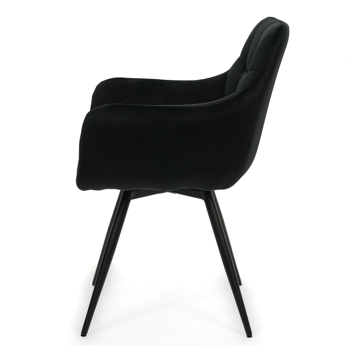 STUHL FANO drehbar gepolsterter mit Steppung - schwarz - Velour - Schwarz, Textil/Metall (58/83/59cm) - NEW HOME
