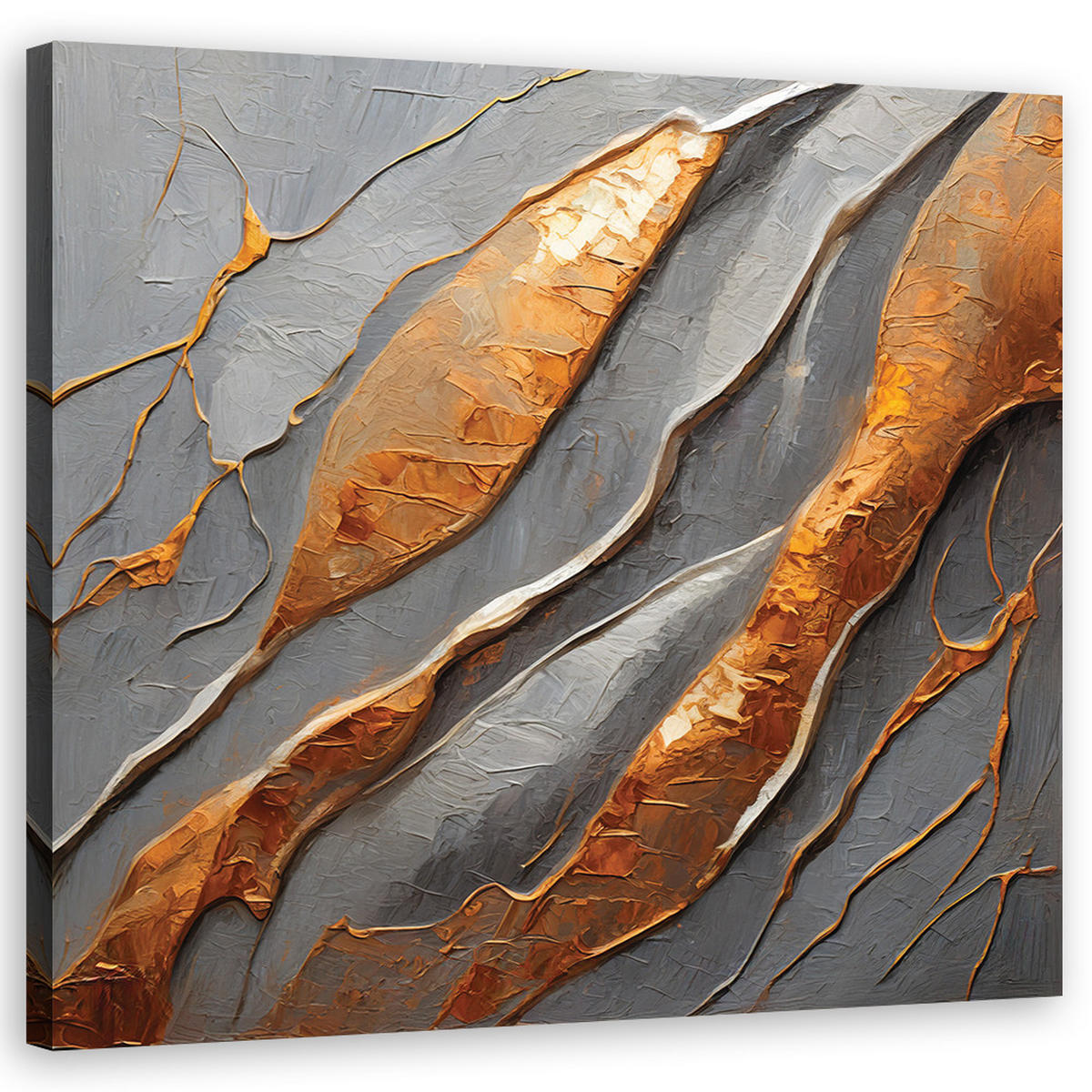 WANDBILD glamour stein abstraktion - Grau, Textil (50/50cm) - Feeby