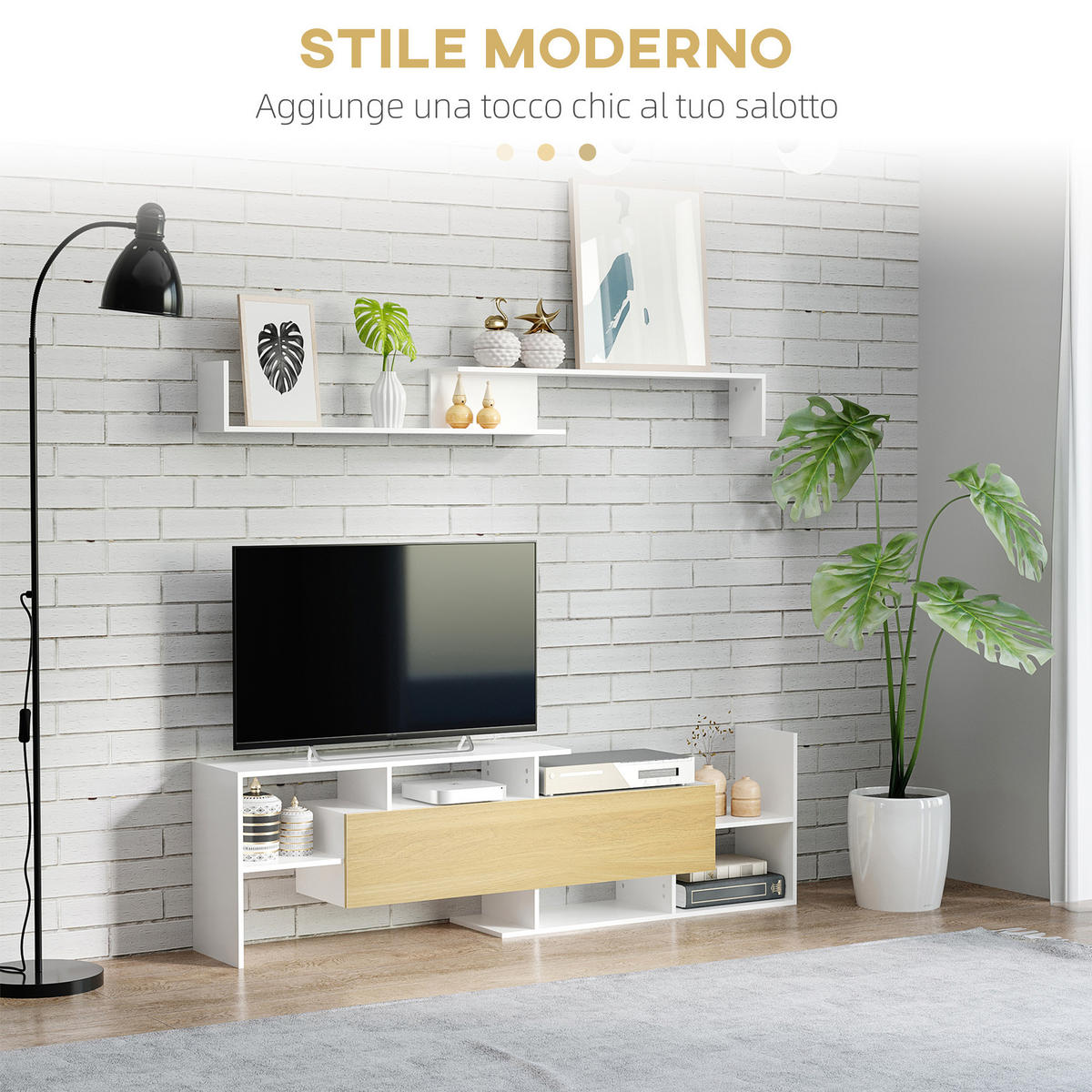 TV-MÖBEL Multicolor 1 Stück - Multicolor, Holzwerkstoff (153.6/42/25cm) - GiPP