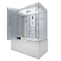 BADEWANNE Dusche K80-WS-EH-A-EC-SC-EA Duschtempel - Weiß, Glas/Kunststoff (100/180/228cm) - AcquaVapore by Sandra Jentho