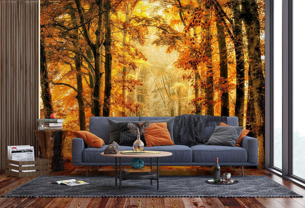 FOTOTAPETE bewaldete Landschaft 375 x 270 cm - Orange, Papier (375/270cm) - Sanders & Sanders