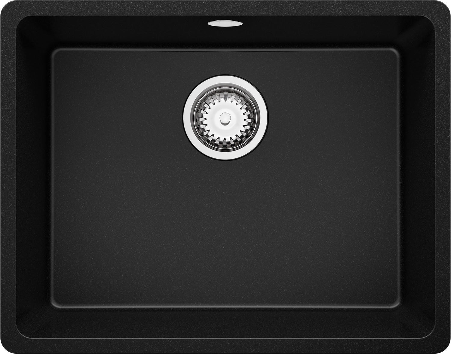 SPÜLBECKEN Venedig Slim Easy, 2-er set Schwarz 56/44 cm 1 Becken + Ablauf-Set ab 60er Unterschrank - Chromfarben/Schwarz, Kunststoff (56/20/44cm) - Primagran