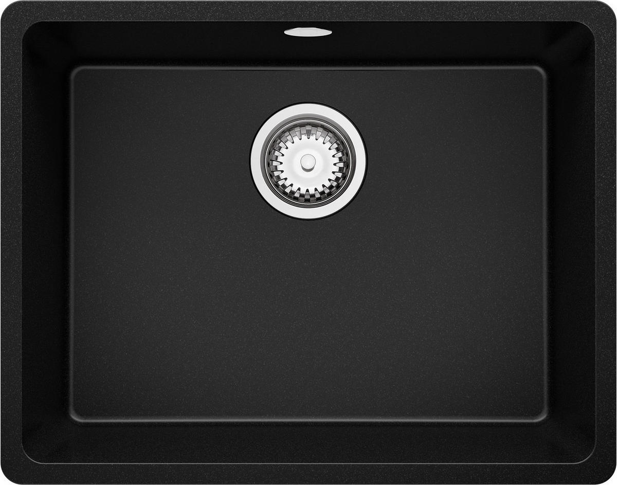 SPÜLBECKEN Venedig Slim Easy, 2-er set Schwarz 56/44 cm 1 Becken + Ablauf-Set ab 60er Unterschrank - Chromfarben/Schwarz, Kunststoff (56/20/44cm) - Primagran