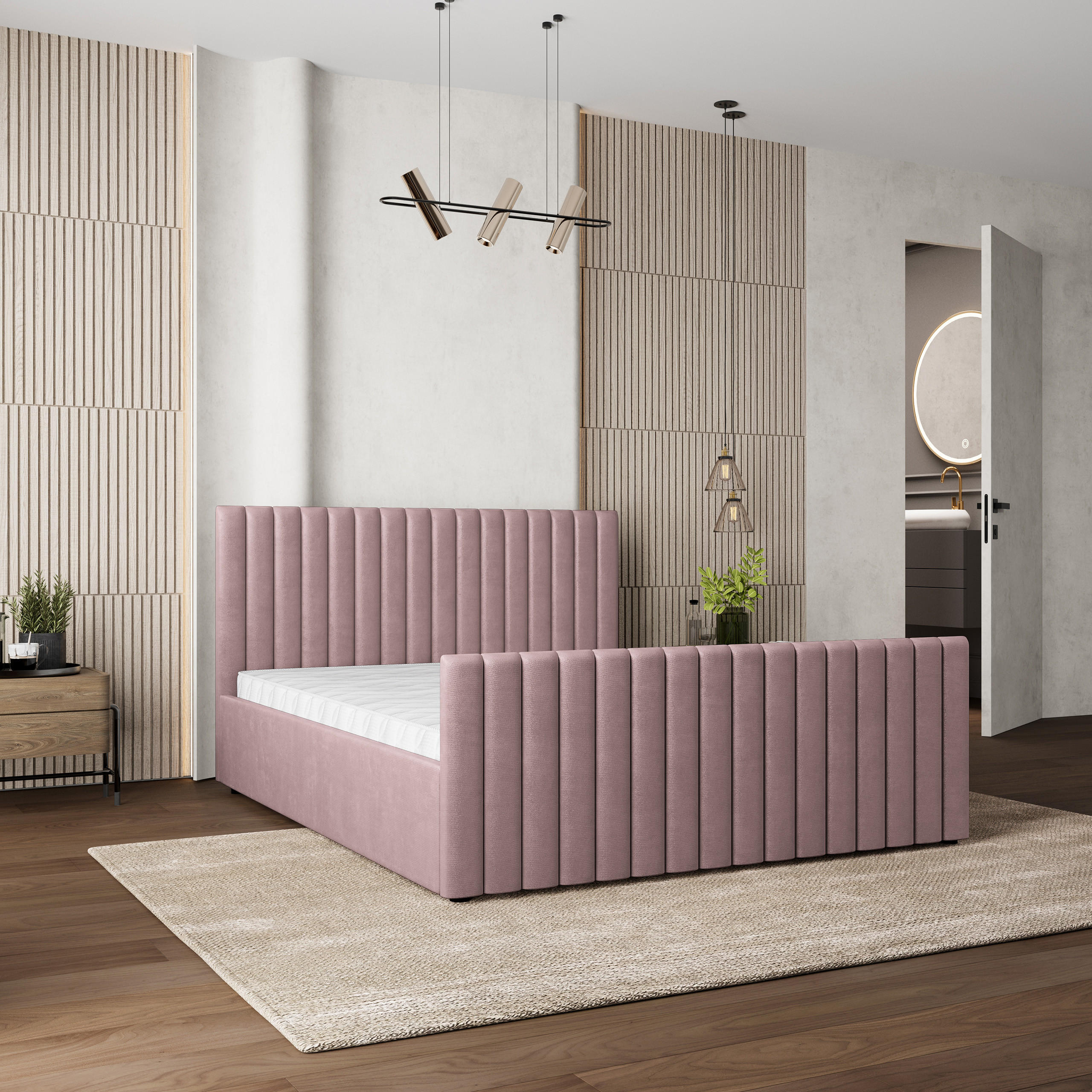 POLSTERBETT CANOVA 180x200 cm mit Bettkästen - Rosa - Rosa, Holz (180/200cm) - MASSENO