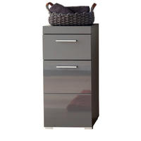 BADSCHRANK grau Hochglanz 37 x 79 cm, Badezimmer Kommode modern - Grau, Holzwerkstoff/Kunststoff (37/79/31cm) - Top.Furn