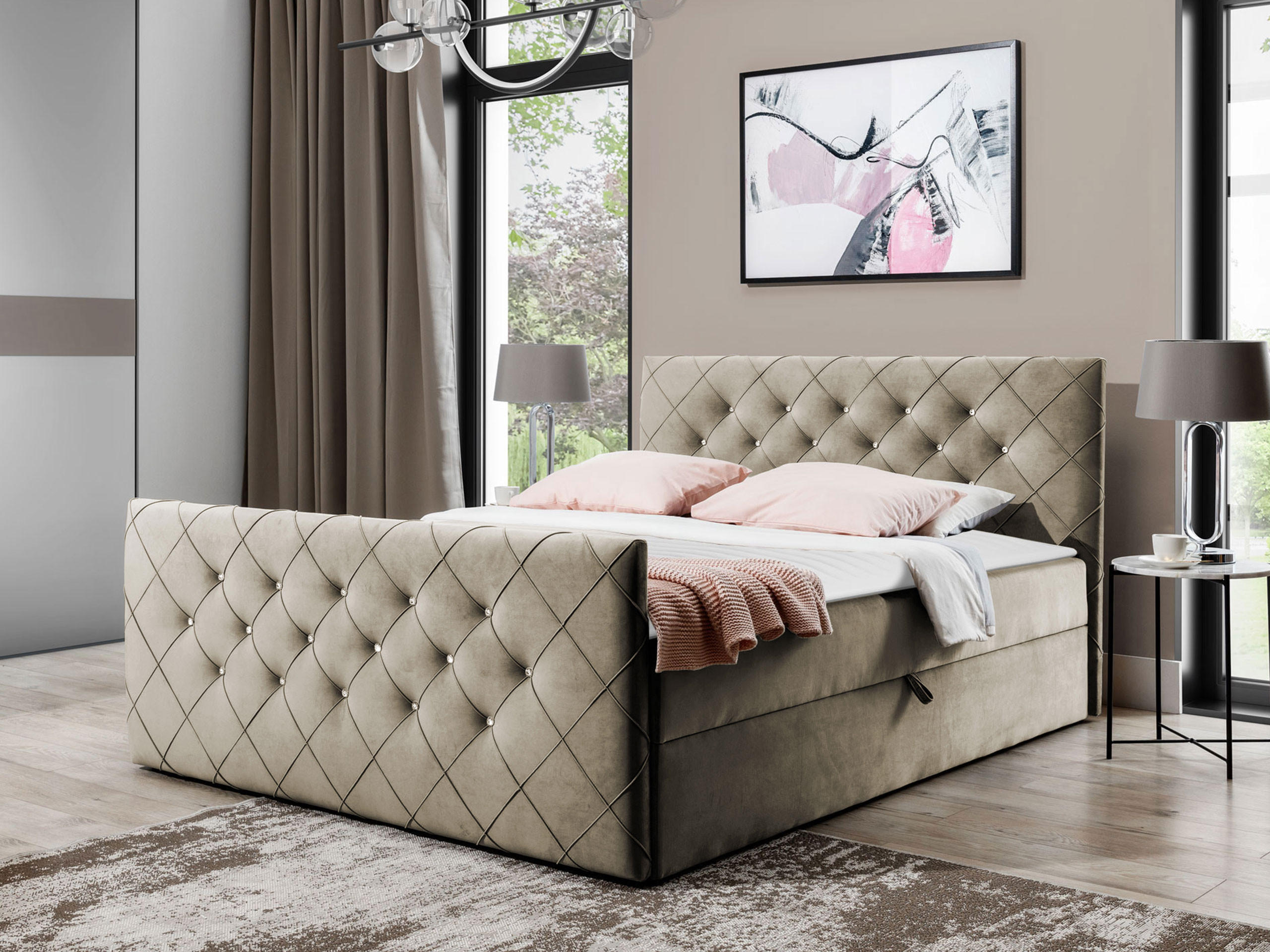 BOXBETT Malaga - Hellbraun, Holz (180/200cm) - MIRJAN24