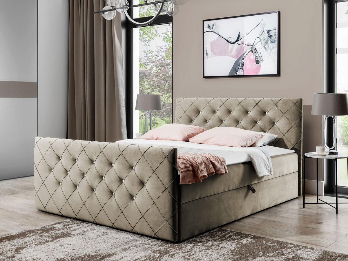 BOXBETT Malaga - Hellbraun, Holz (180/200cm) - MIRJAN24