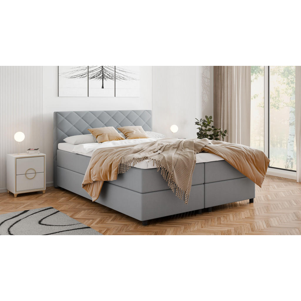 Thumbnail - Panda Möbel Boxbett, Hellgrau, Holz, Mode, 160x200 cm, Oeko-Tex® Standard 100, Schlafzimmer, Betten, Boxspringbetten