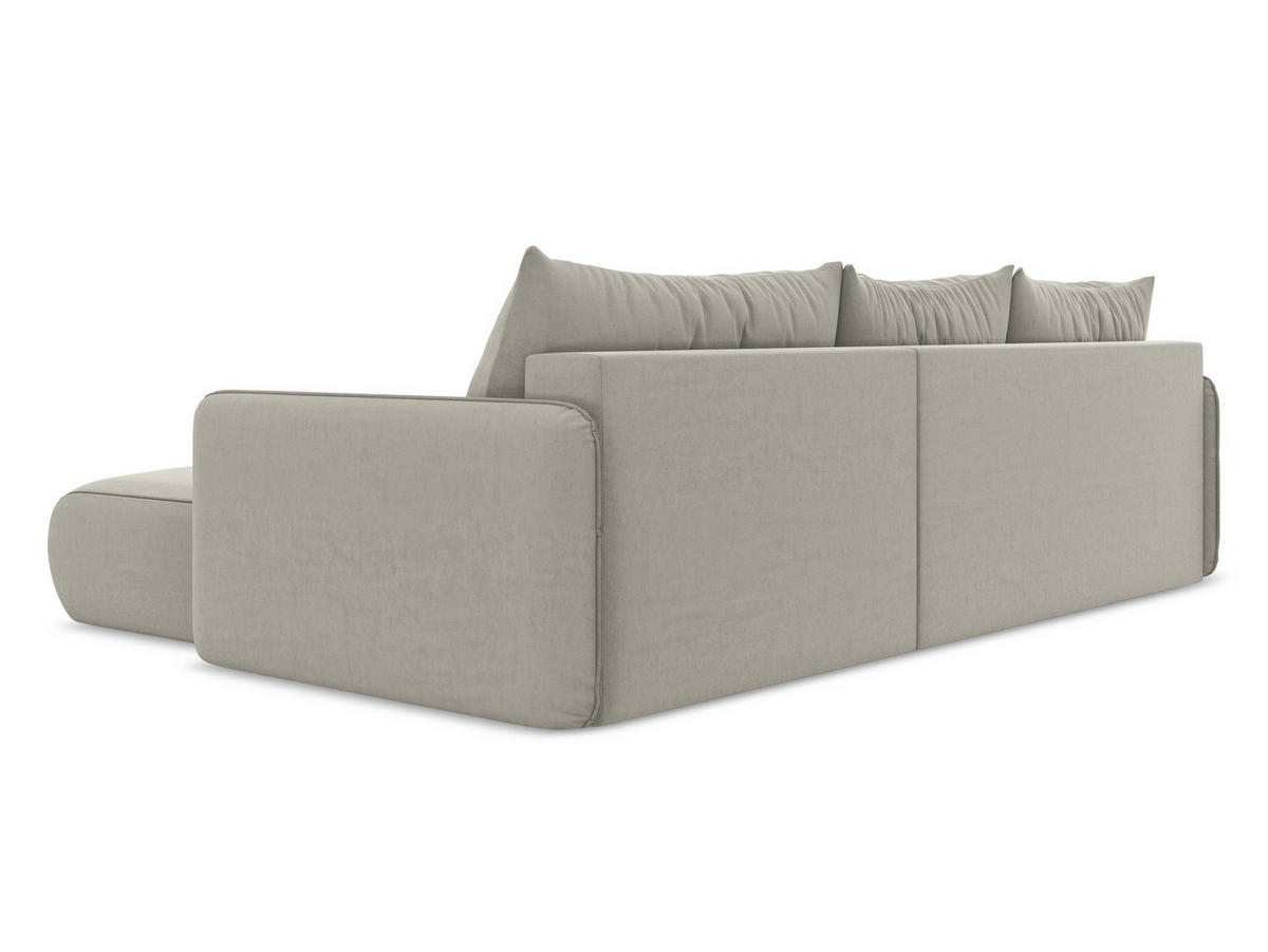 ECKSOFA mit Schlaffunktion Samt Stoff Creme - Perlmutt/Creme, Kunststoff/Textil (240/148cm) - Makamii