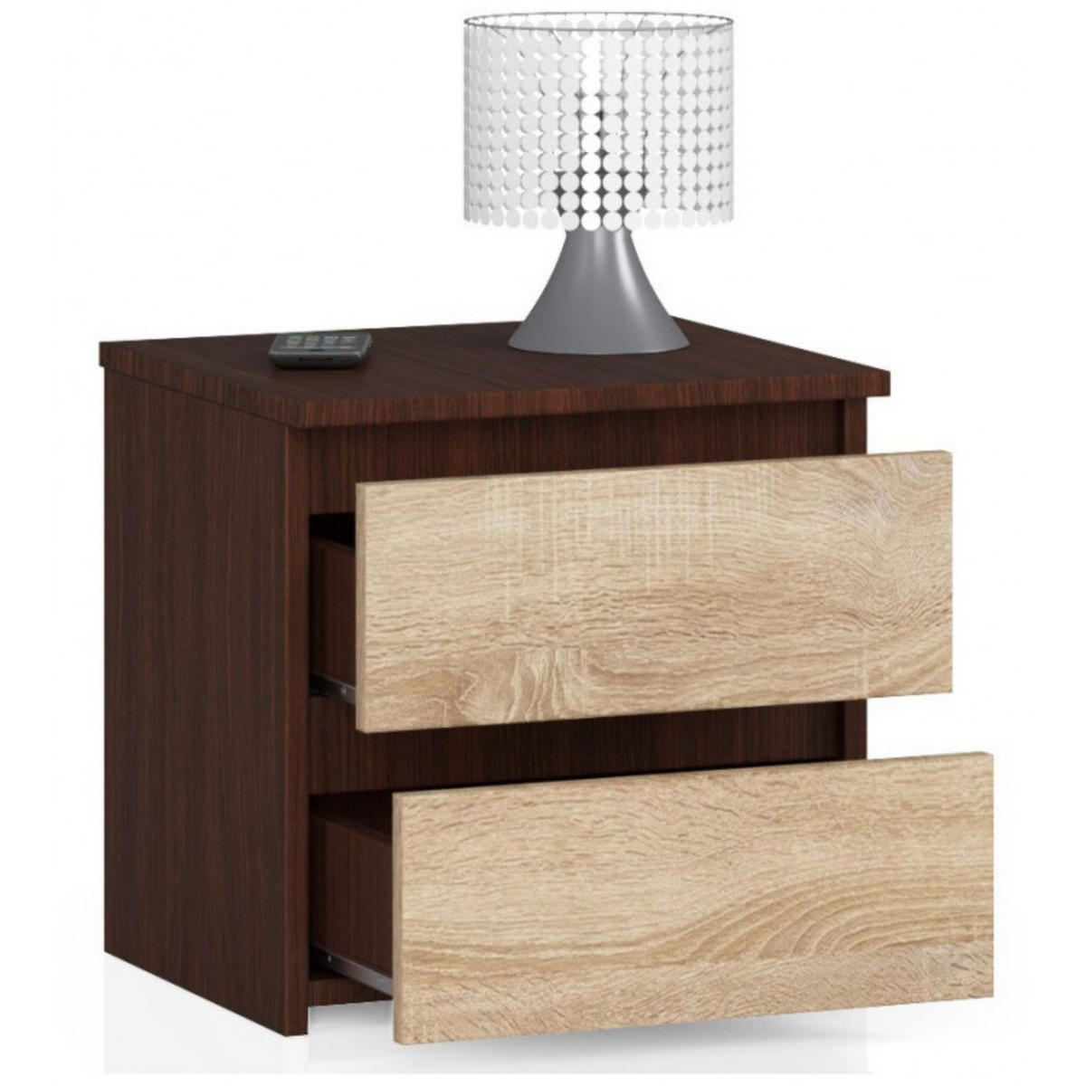 NACHTSCHRANK Wengefarben, Sonoma Eiche 40x35x40 cm - Wengefarben/Eiche Artisan, Holzwerkstoff (40/40/35cm) - Akord