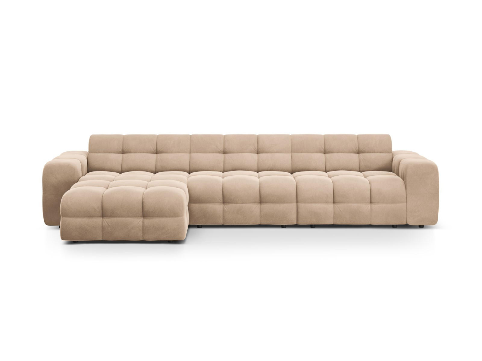 ECKSOFA links Kendal aus Samt mandelbeige 5 Sitzplätze - Beige, Textil (173/357cm) - Micadoni