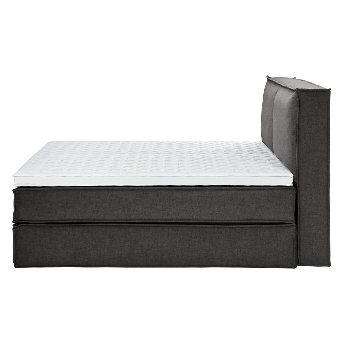 BOXSPRINGBETT mit Kopfteil - Premium - Anthrazit, Textil (200/220cm) - home24