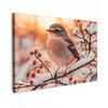 LEINWANDBILD Vogel - Zweig - Winter - Tiere - Schnee Gemälde 60x40 cm - Bernsteinfarben, Textil (60/40cm) - MuchoWow