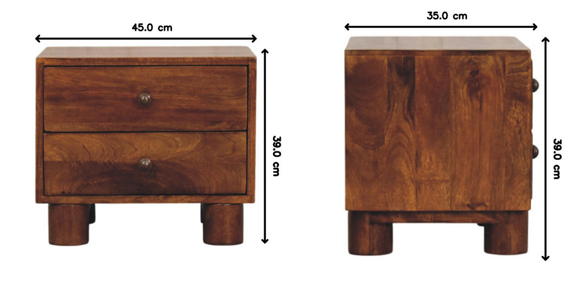 NACHTTISCH mit Kastanien-Finish, 2 Schubladen, dunkelbraun. - Dunkelbraun, Holz (45/39/35cm) - Artisan Furniture