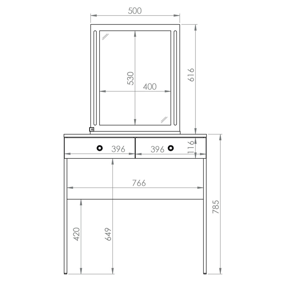 SCHMINKTISCH RELETTI mit Spiegel,Weiß - Weiß, Holzwerkstoff (80/140/40cm) - KONSIMO®