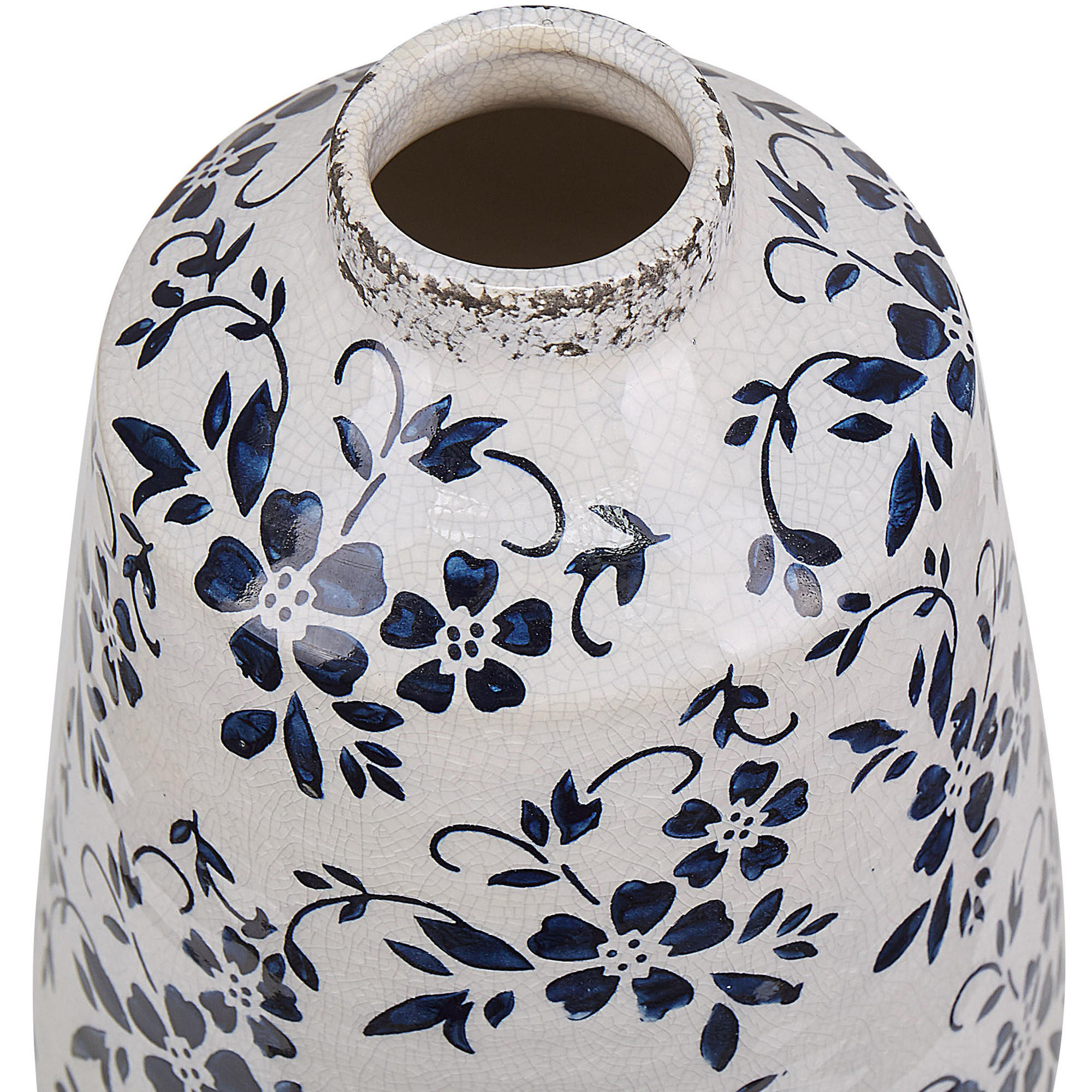 BLUMENVASE Steinzeug weiß Maroneia - Weiß, Stein (25cm) - Beliani