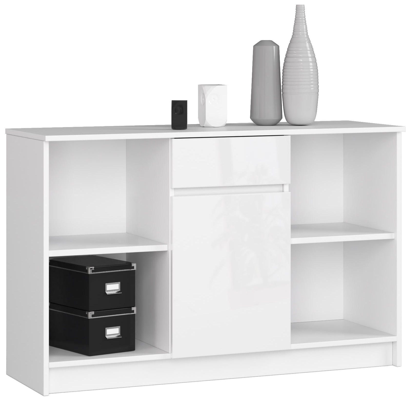 Akord Kommode Weiß, Weiß Hochglanz 120x77x40 cm