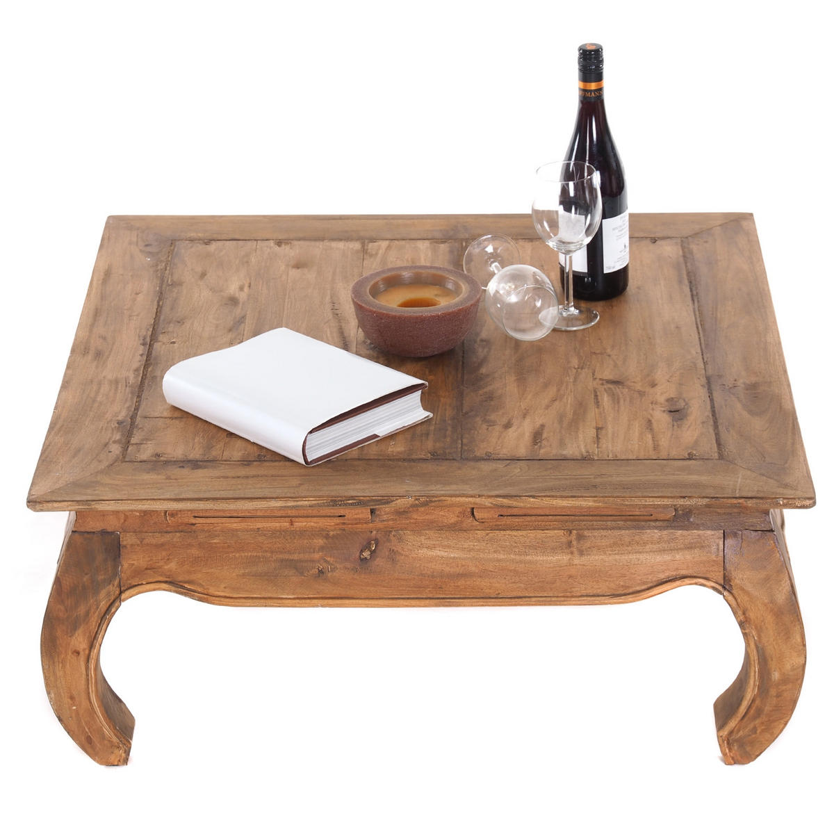 OPIUMTISCH EAST 80 Mahagoni Massivholz 01 natur-vintage - Naturfarben, Holz (80/80/36cm) - DESIGN DELIGHTS