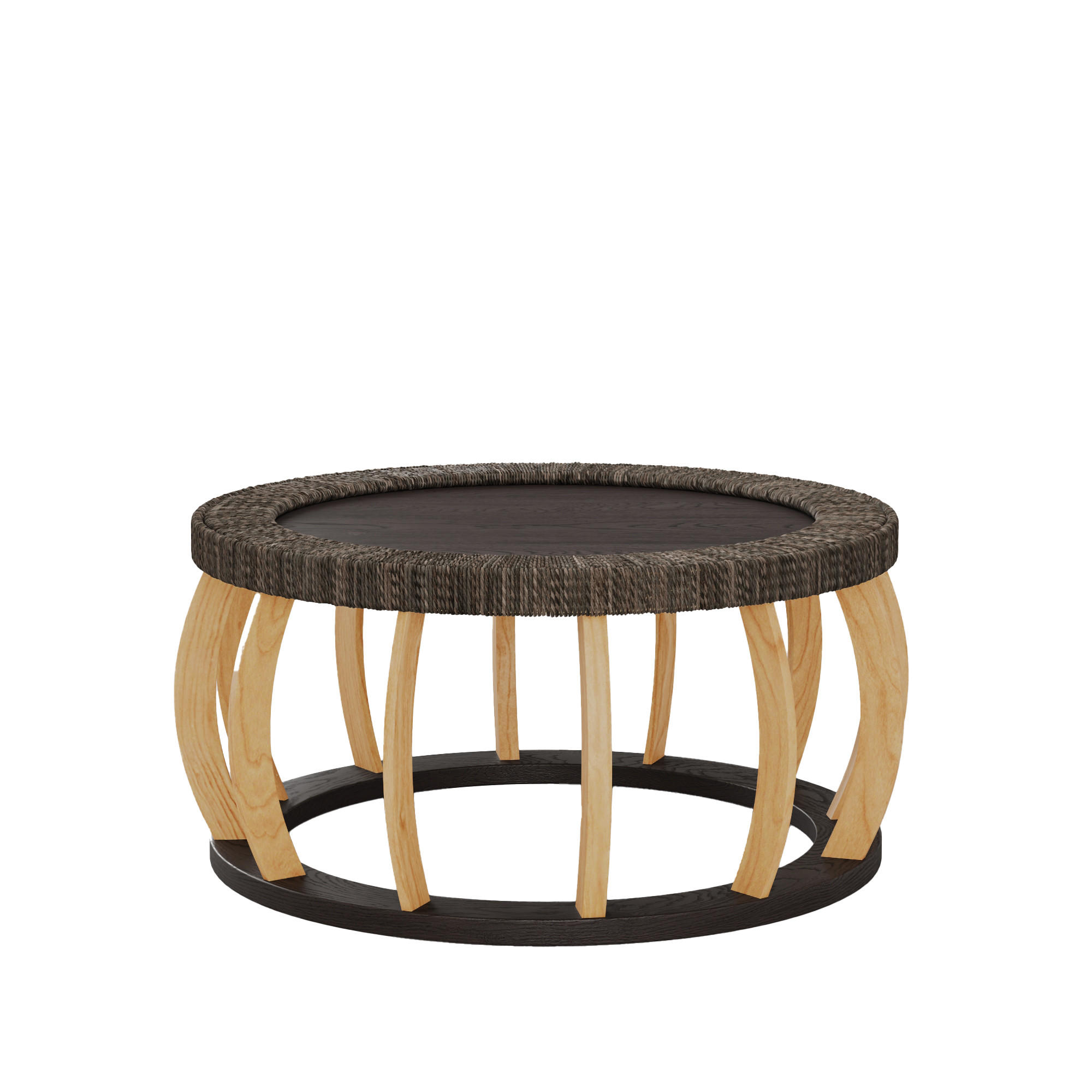 COUCHTISCH Schwarzbraun 90/90/43 cm aus Massivholz mit Rattandekor - Schwarz, Holz (90/90/43cm) - PANGIVO