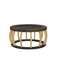 COUCHTISCH Schwarzbraun 90/90/43 cm aus Massivholz mit Rattandekor - Schwarz, Holz (90/90/43cm) - PANGIVO