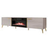 TV-LOWBOARD Picru 2D EF mit Kamin - Kaschmir/Goldfarben, Holzwerkstoff/Kunststoff (214/50/38cm) - MIRJAN24