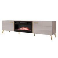 TV-LOWBOARD Picru 2D EF mit Kamin - Kaschmir/Goldfarben, Holzwerkstoff/Kunststoff (214/50/38cm) - MIRJAN24