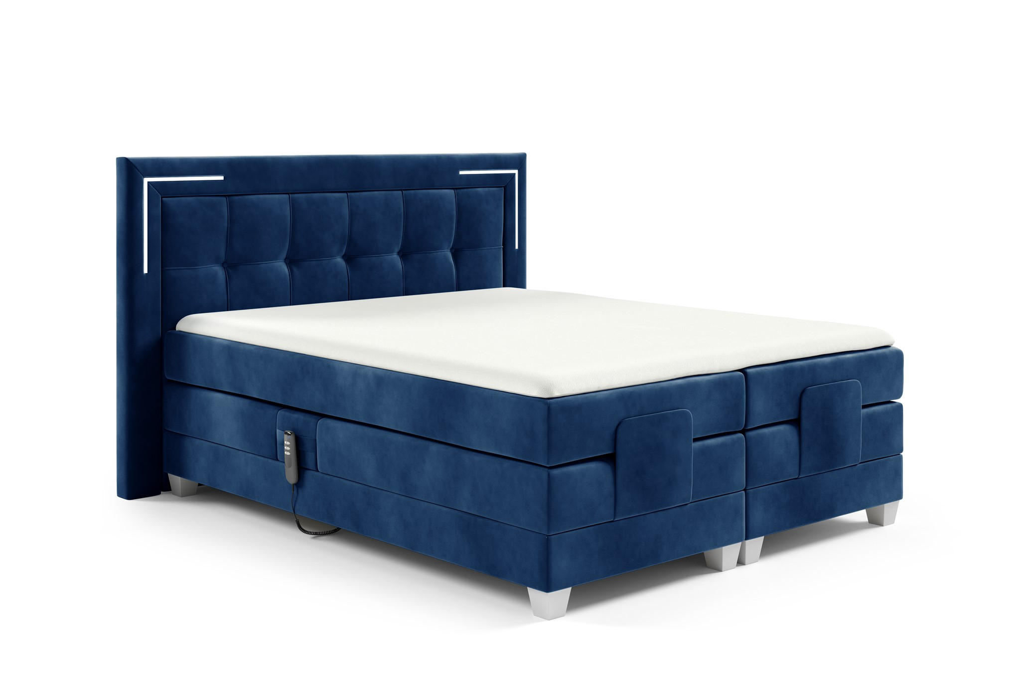 BOXSPRINGBETT Bett Elektrisch Dores - Blau, Holzwerkstoff/Textil (140/200cm) - Fun Möbel