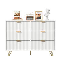 KOMMODE Modern‑Weiß mit vertikalem Rillendesign & goldenen Metallakzenten 34/100/73 cm - Weiß, Holz (100/73/34cm) - Joyfair