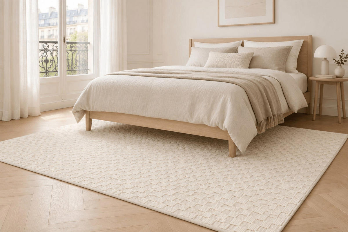 TEPPICH handgefertigt Baumwolle Wolle beige - Beige, Naturmaterialien (120/170cm) - AFK Living