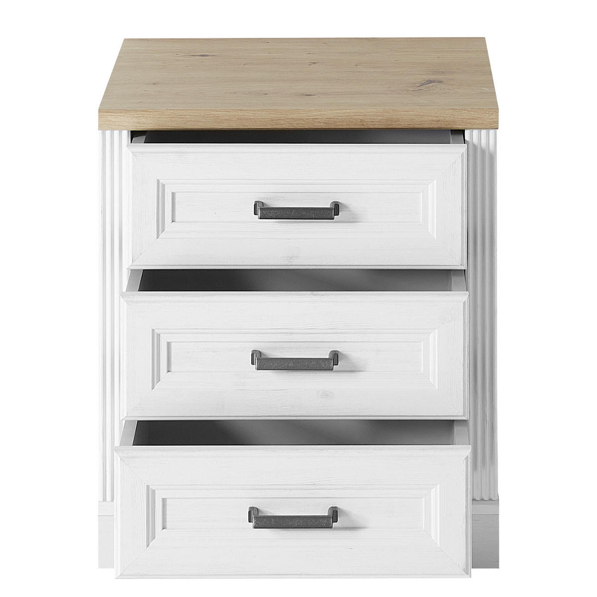 ROLLCONTAINER - Weiß/Pinienfarben, Holzwerkstoff/Metall (54/62/39cm) - home24