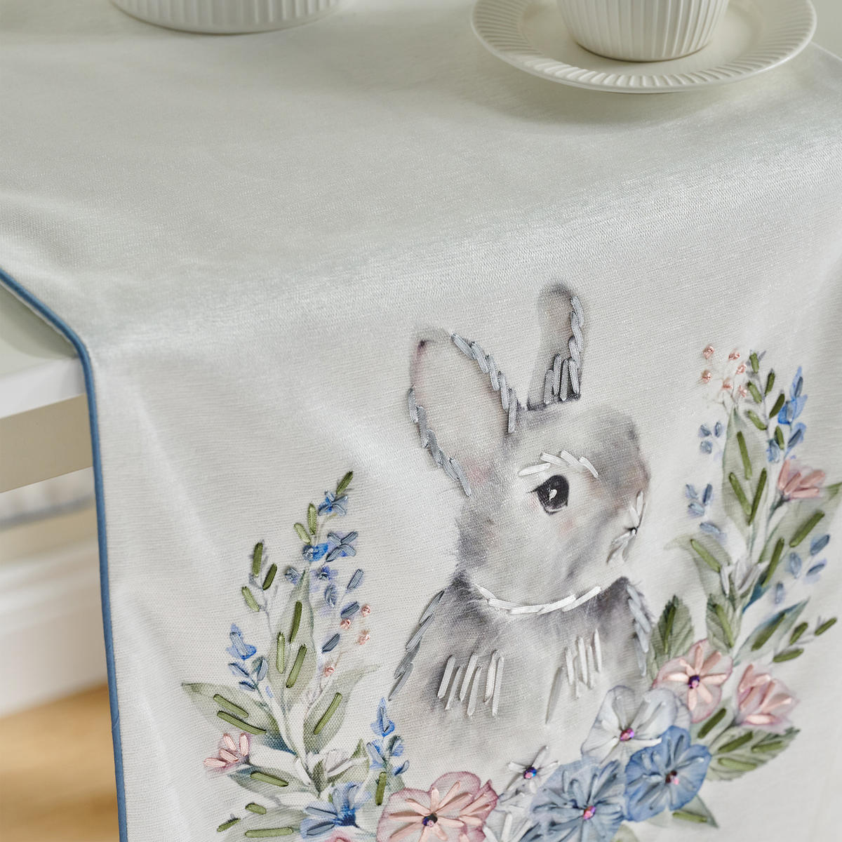 TISCHLÄUFER Pansileo - Hellblau, Textil (180/40/1cm) - home&you