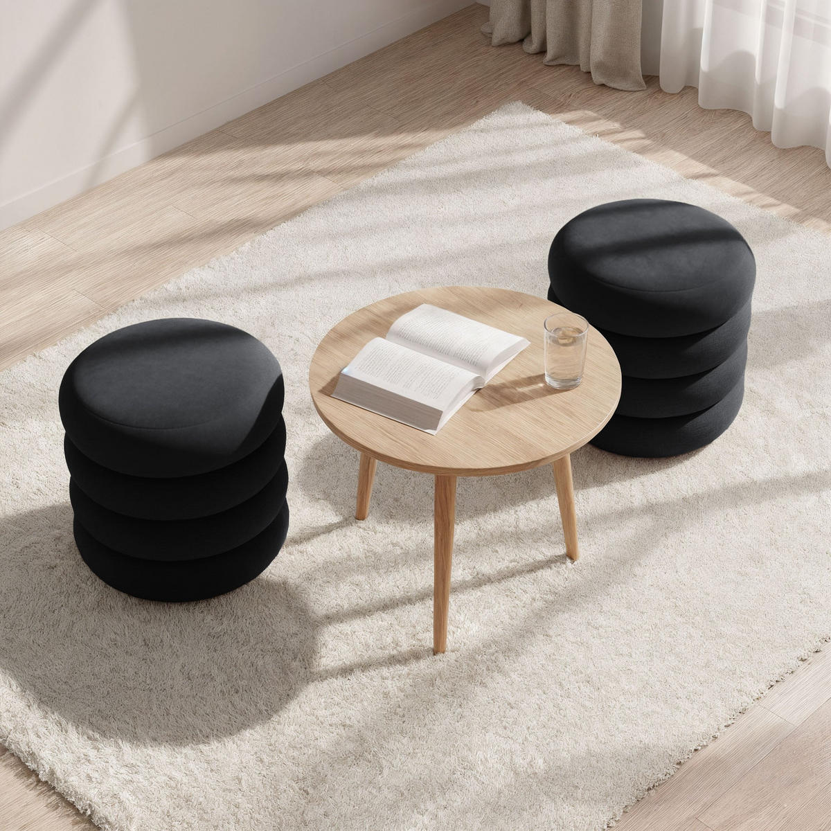 POLSTERHOCKER mit Stauraum schwarz - Schwarz, Textil (42/45/42cm) - RAUMHIRSCH FURNITURE