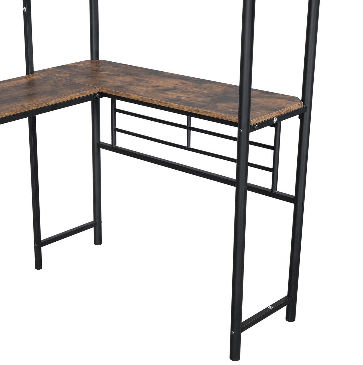 VISOKI krevet 90/200 cm s radnim stolom, dvostrukim ljestvama i visokim ogradama, Crni - crna, metal (90/200cm) - Redom
